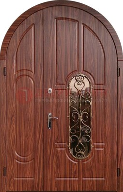 Арочная двухстворчатая стальная дверь Винорит ДА-54 в Сургуте