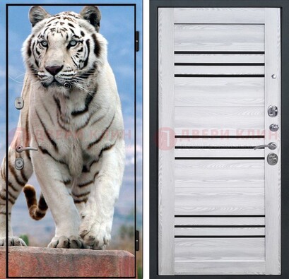 Стальная дверь с фотопечатью тигра ДФ-12 в Сургуте