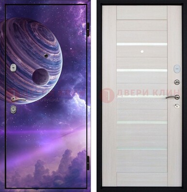 Стальная дверь с фотопечатью планеты ДФ-19 в Сургуте