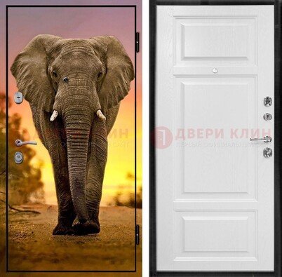 Металлическая дверь с фотопечатью слона ДФ-30 в Сургуте