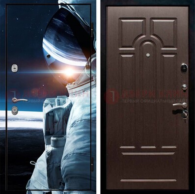 Стальная дверь с фотопечатью космонавта ДФ-4 в Сургуте