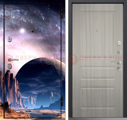 Железная дверь с фотопечатью космоса и планеты ДФ-50 в Сургуте