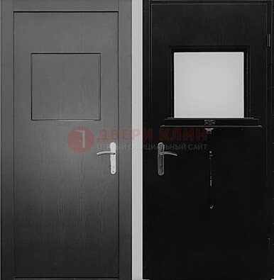 Черная стальная дверь в кассу ламинат внутри ДКС-3 в Сургуте