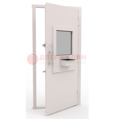Белая металлическая дверь в кассу с нитроэмалью ДКС-4 в Сургуте