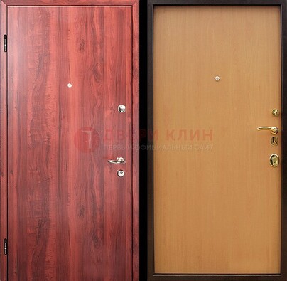 Красная железная дверь с ламинатом ДЛ-3 в Сургуте