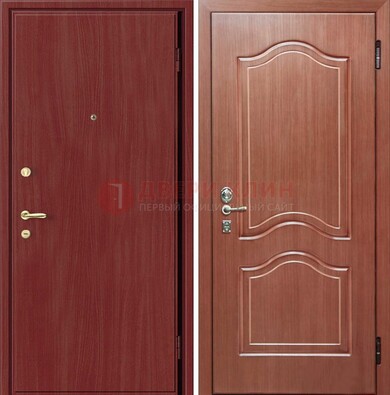 Красная металлическая дверь с ламинатом МДФ внутри ДЛ-8 в Сургуте