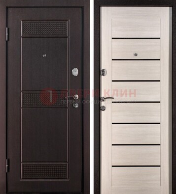 Темная стальная дверь с МДФ ДМ-147 для улицы в Сургуте