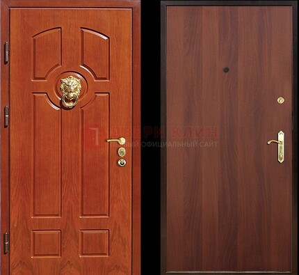 Оранжевая стальная дверь с МДФ ламинат внутри ДМ-18 в квартиру в Сургуте