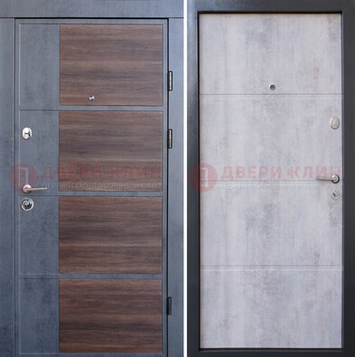 Серая железная дверь коричневой вставкой МДФ ДМ-211 в Орехово-Зуево