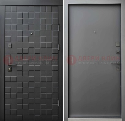 Темная стальная филенчатая дверь с МДФ ДМ-221 в Сургуте