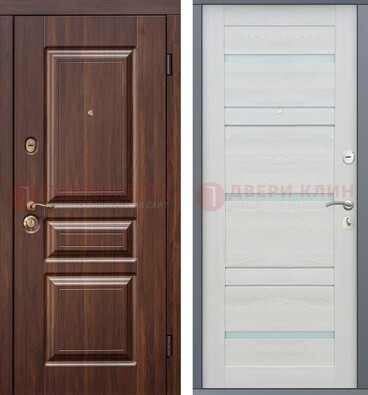 Коричневая стальная дверь c белой МДФ ДМ-233 в Сургуте