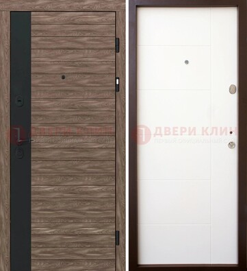 Коричневая входная дверь с черной вставкой МДФ ДМ-239 в Сургуте