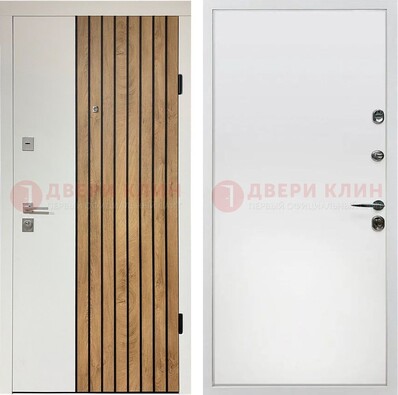 Белая с коричневой вставкой филенчатая дверь МДФ ДМ-278 в Лыткарино