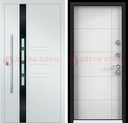 Металлическая дверь в белом цвете с МДФ ДМ-323 в Сургуте