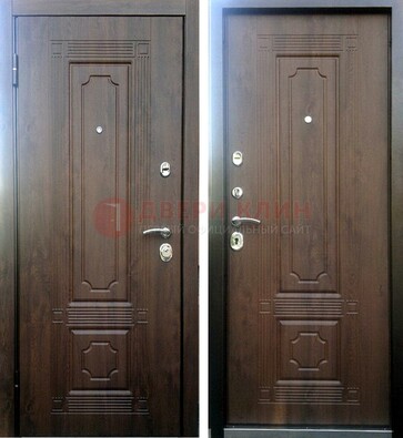 Коричневая металлическая дверь с МДФ ДМ-32 на дачу в Сургуте