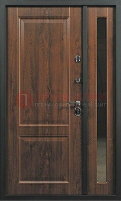 Темная железная дверь с панелью МДФ с зеркалом ДМ-338 в Сургуте