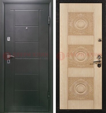 Темная железная дверь с МДФ в квартиру ДМ-344 в Сургуте