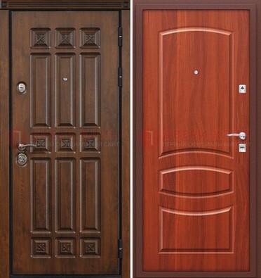 Темная металлическая дверь с МДФ и узором ДМ-364 в Сургуте