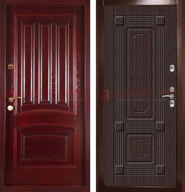 Красная стальная дверь с филенчатой МДФ ДМ-398 в Сургуте
