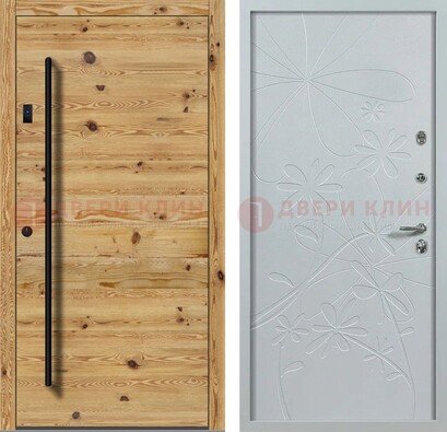 Металлическая дверь с МДФ в светлом цвете ДМ-412 в Сургуте