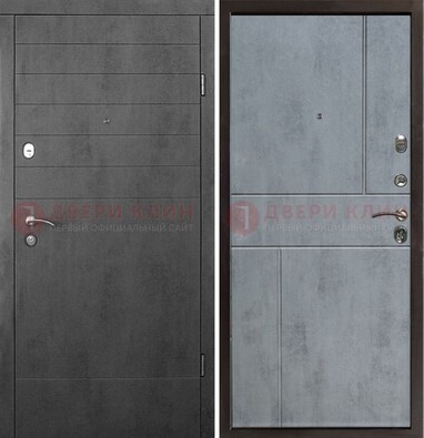 Серая железная дверь с МДФ в стиле хайтек ДМ-446 в Сургуте