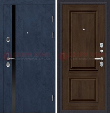 Синяя входная дверь МДФ с обеих сторон ДМ-473 в Сургуте