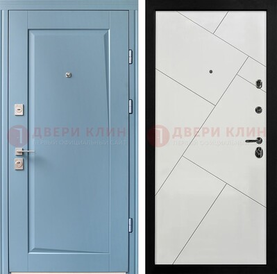 Синяя железная дверь с МДФ панелями ДМ-491 в Сургуте