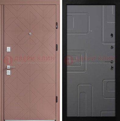 Красная стальная дверь в квартиру с МДФ хайтек ДМ-493 в Сургуте