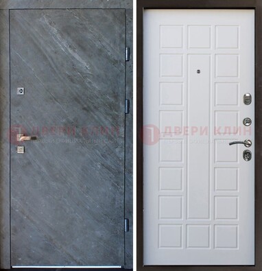 Железная дверь с МДФ серая и белая ДМ-505 в Сургуте