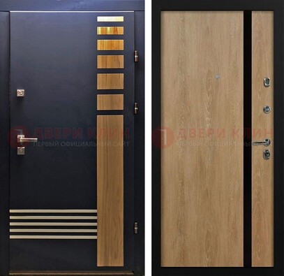 Черная металлическая дверь с МДФ хайтек ДМ-513 в Сургуте