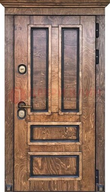 Коричневая входная дверь для загородного дома с МДФ ДМ-526 в Сургуте
