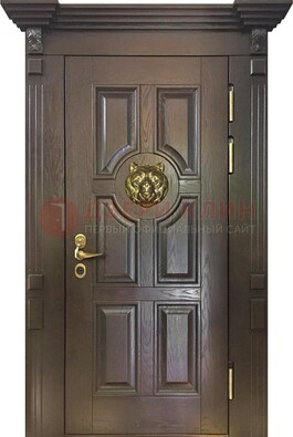 Коричневая металлическая дверь с массивом дуба ДМД-50 в Сургуте