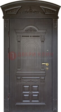 Темная уличная дверь с массивом дуба с узором ДМД-58 в Сургуте