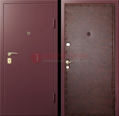 Бордовая железная дверь с нитроэмалью ДН-1 в Сургуте