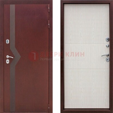 Бордовая металлическая дверь с порошковым напылением ДП-100 в Сургуте