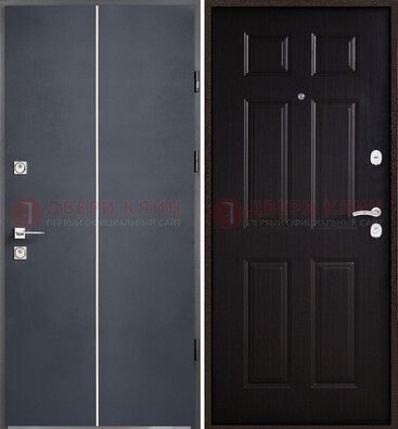 Железная дверь с порошковым покрытием и отделкой Темный орех внутри ДП-211 в Сургуте
