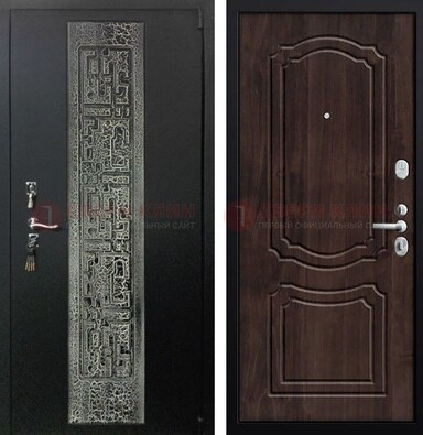 Темная входная дверь с порошковым покрытием и МДФ внутри ДП-224 в Сургуте