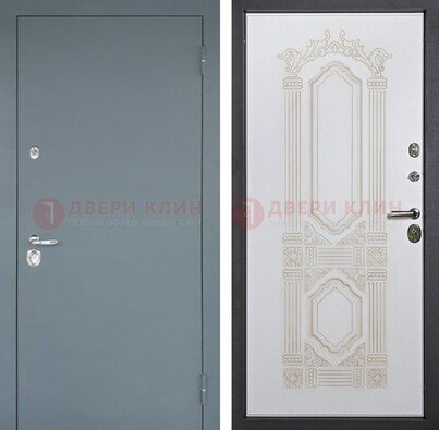 Стальная дверь с порошковым напылением с резной белой МДФ ДП-231 в Сургуте