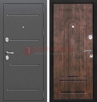 Железная дверь Антик серебро с порошковым напылением и МДФ Тисненый орех ДП-260 в Сургуте