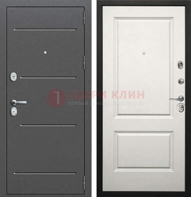 Серая стальная дверь с порошковым покрытием и светлой МДФ ДП-266 в Сургуте