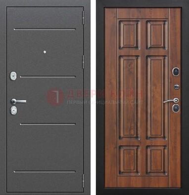 Стальная дверь с порошковым покрытием Антик серебро и филенчатой МДФ ДП-267 в Сургуте