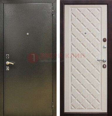 Темно-серая железная дверь с порошковым покрытием и филенчатой МДФ ДП-289 в Сургуте