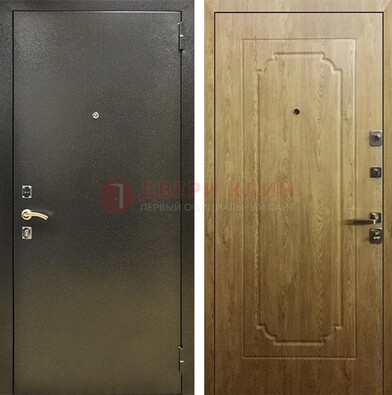 Темно-серая входная дверь с порошковым покрытием и МДФ Золотой дуб ДП-291 в Сургуте