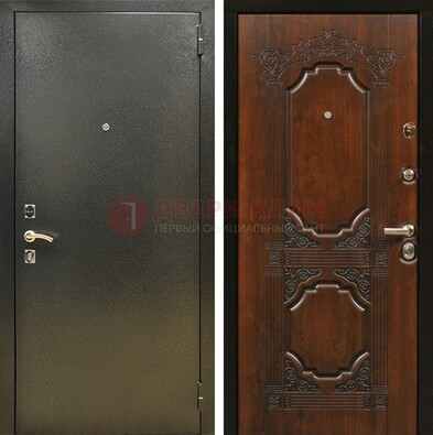 Входная дверь Темное серебро с порошковым покрытием и МДФ с узором ДП-293 в Сургуте