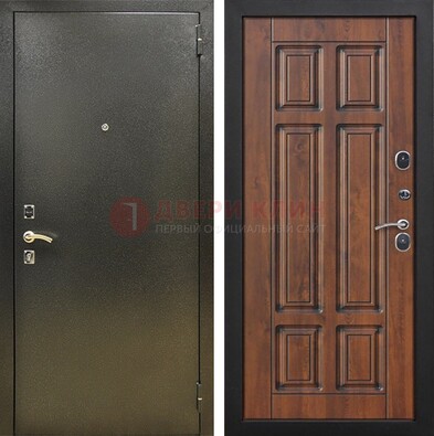 Металлическая входная темная дверь с порошковым напылением и МДФ ДП-299 в Сургуте