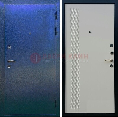 Синяя железная дверь с порошковым напылением ДП-49 в Сургуте
