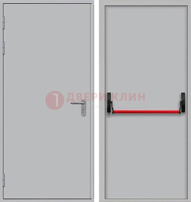 Белая металлическая противопожарная дверь с длинной ручкой ДПП-14 в Дмитрове