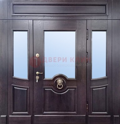 Филенчатая металлическая дверь с панелью МДФ и стеклом ДПР-102 в Сургуте
