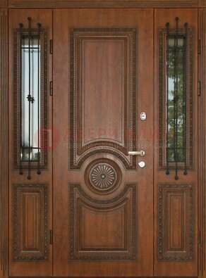 Парадная распашная стальная дверь Винорит со стеклом ДПР-106 в Сургуте