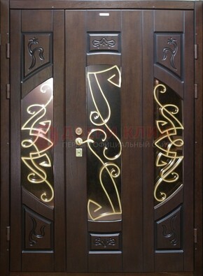 Парадная дверь со стеклом и ковкой ДПР-1 в каркасный дом в Сургуте